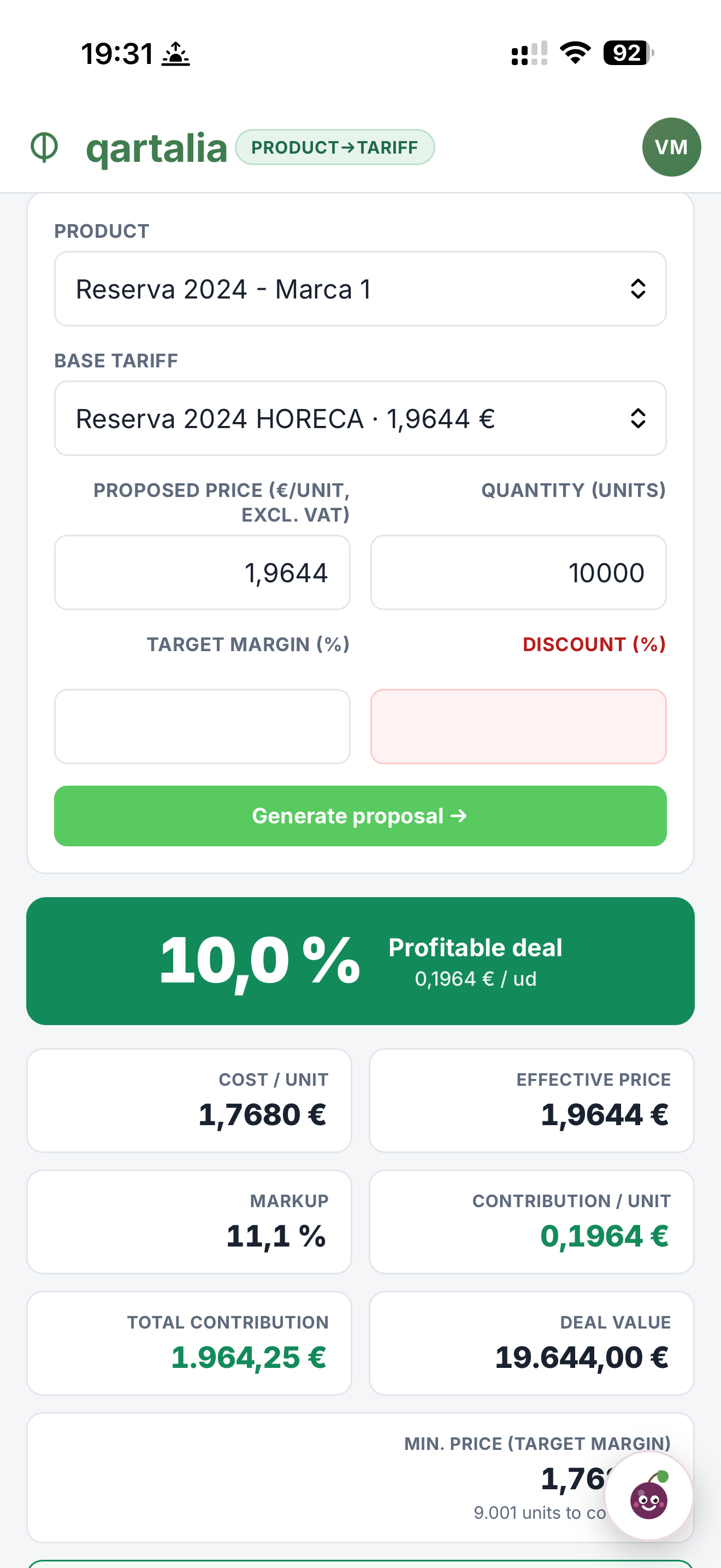 Negotiation calculator — qartalia