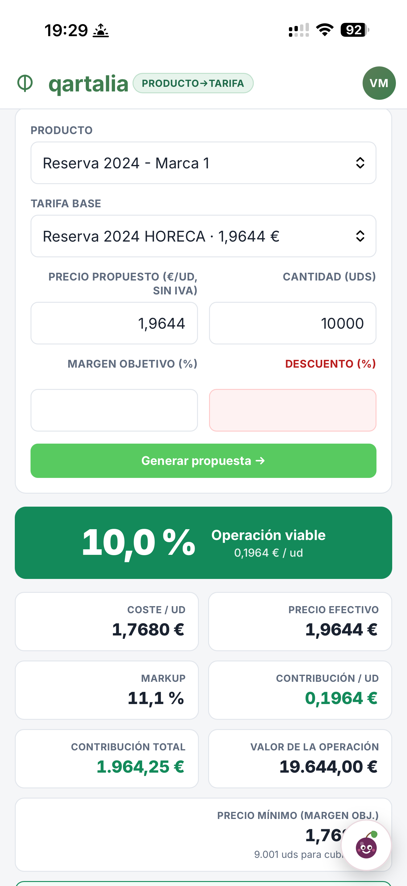 Calculadora de operación — qartalia