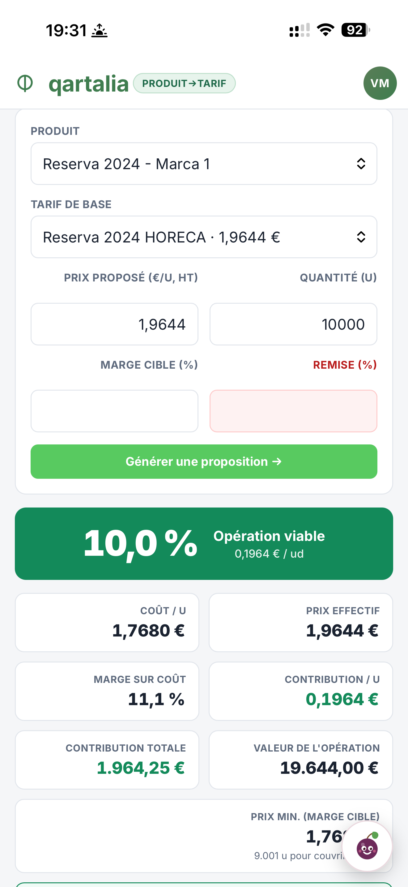Calculateur de négociation — qartalia