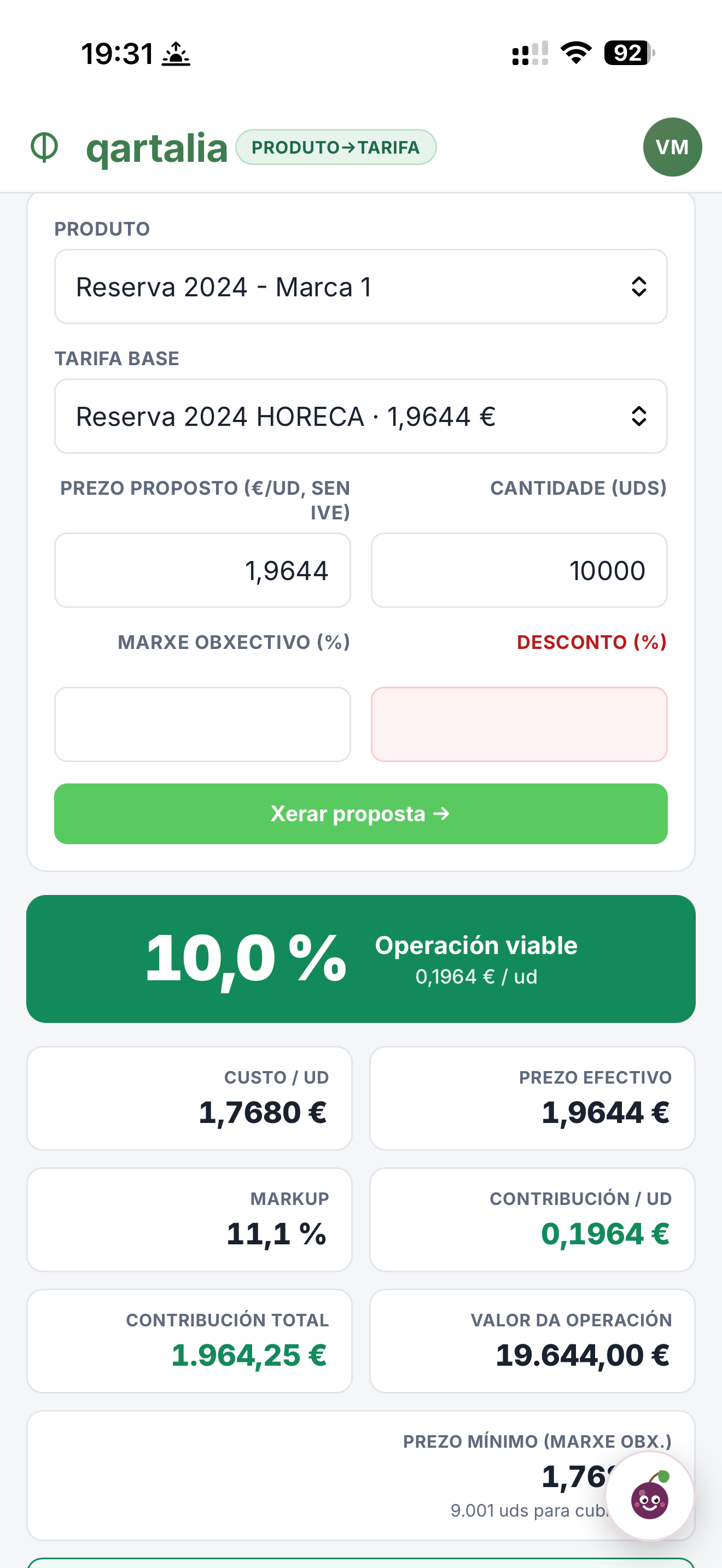 Calculadora de operación — qartalia
