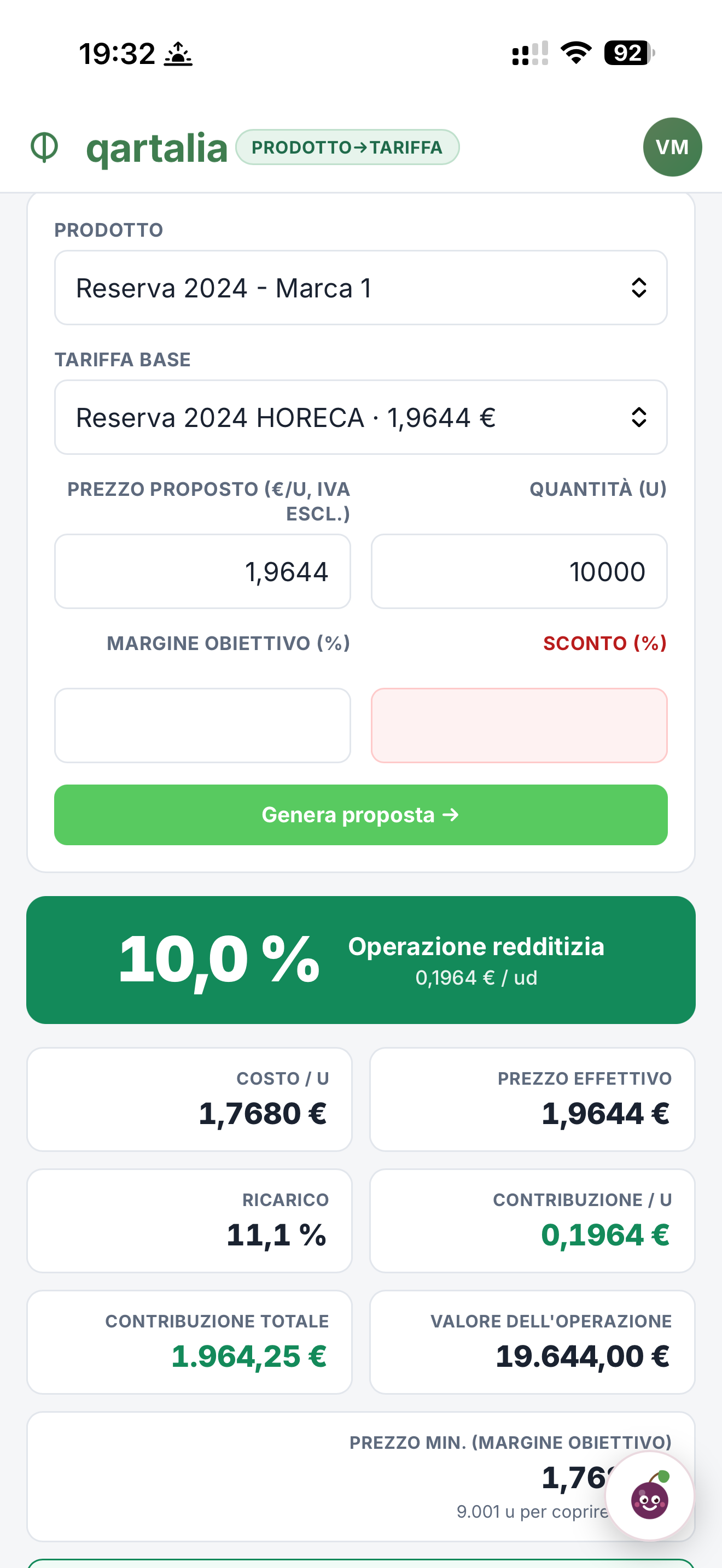 Calcolatore di trattativa — qartalia